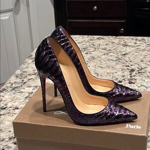 Purple Snakeskin Textured Stiletto Heels
